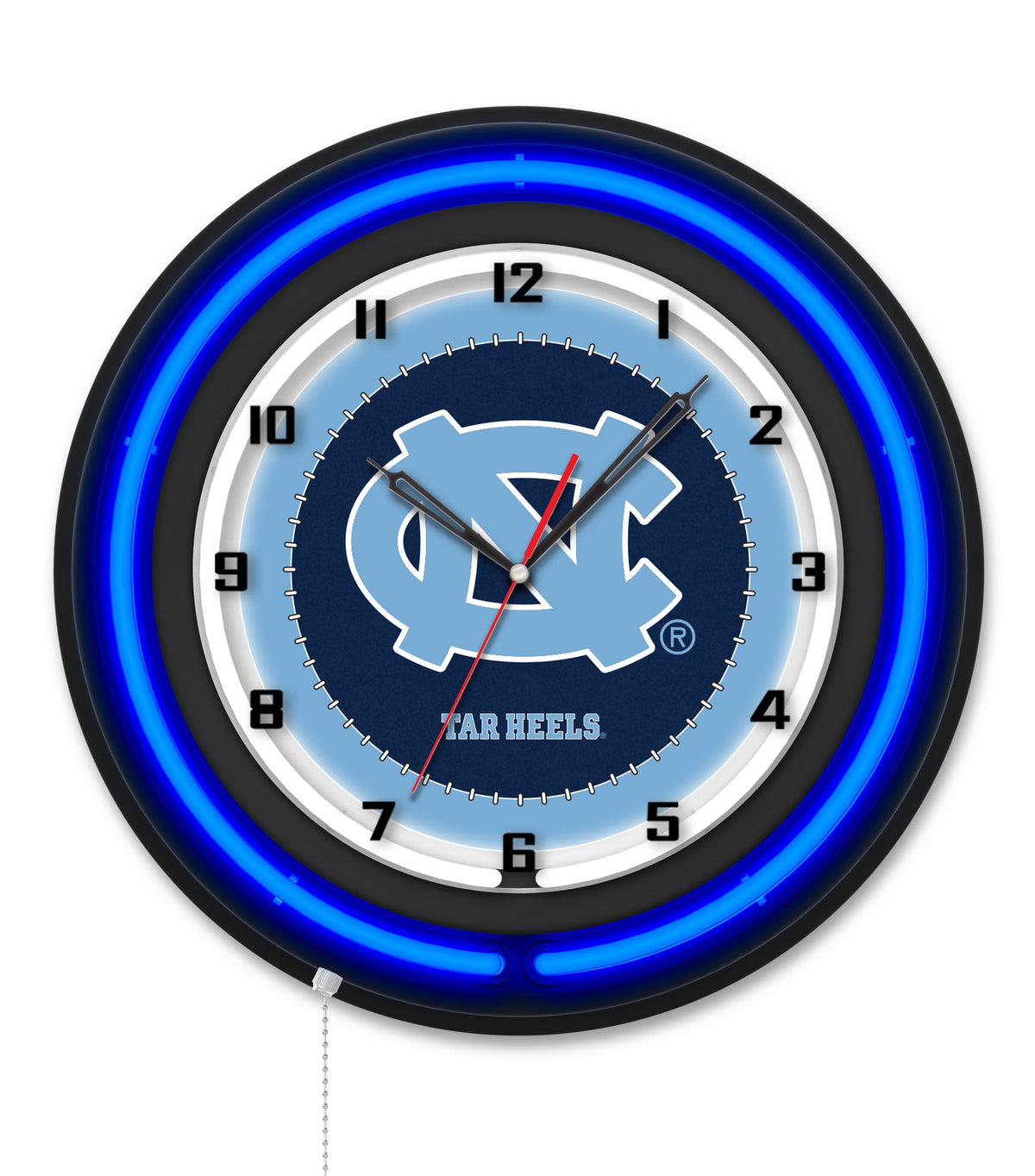 University of North Carolina Black Case Neon Clock