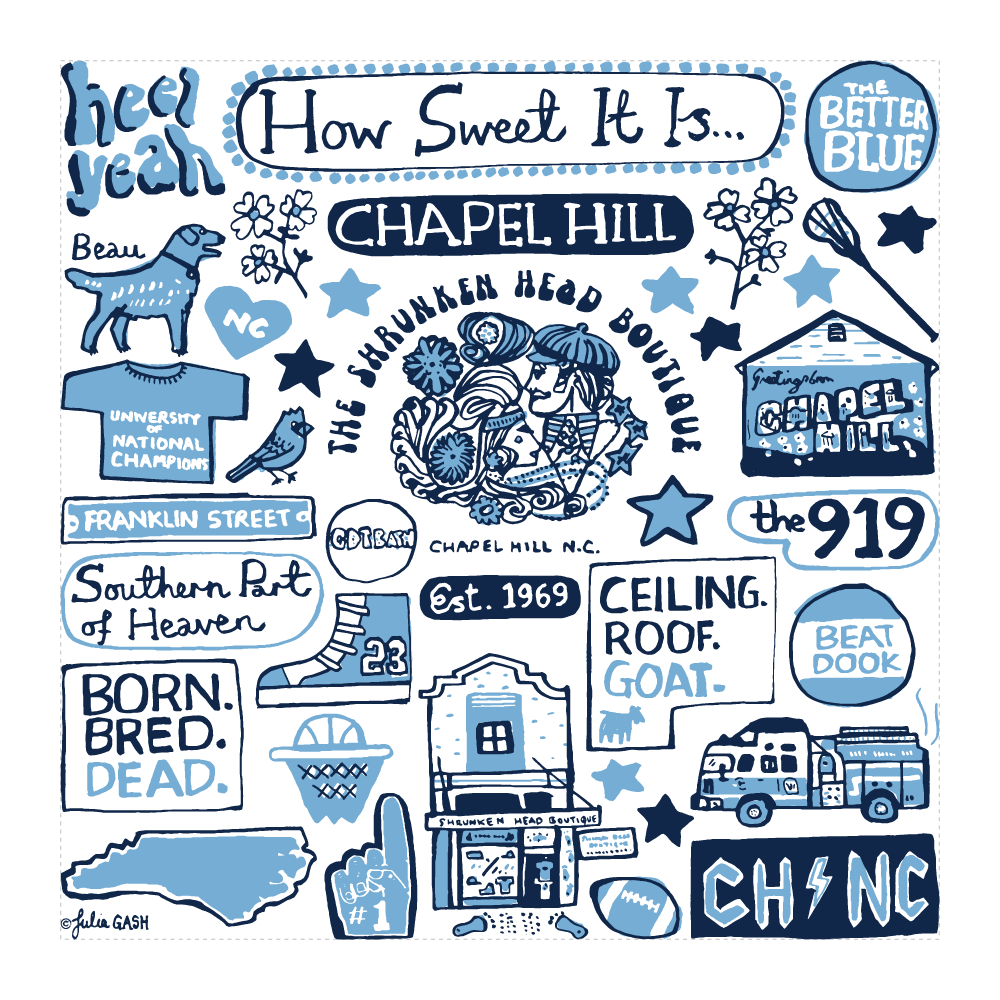 Chapel Hill North Carolina Canvas Tote by Julia Gash