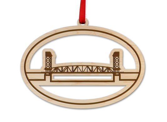 North Carolina Memorial Bridge Wooden Ornament in Maple