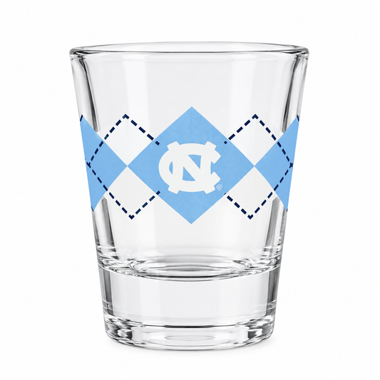 Carolina Blue UNC Argyle Shot Glass 2 oz