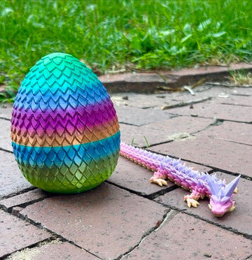 Multi-Color 3D Printed Small Dragon and Egg - Detail View - Karma Train 3D Printing