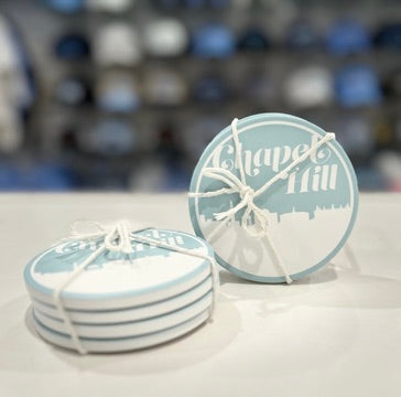 Chapel Hill NC Retro Skyline Coaster - Set of 4