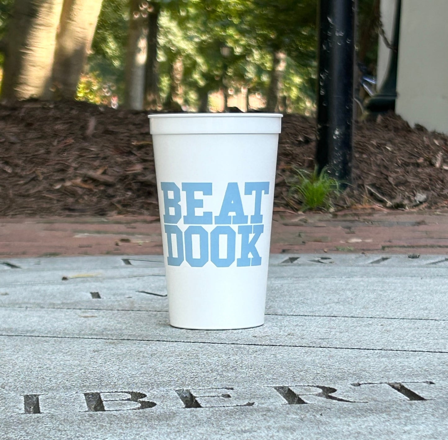 Beat Dook Stadium Cup 22 oz Carolina Blue and White