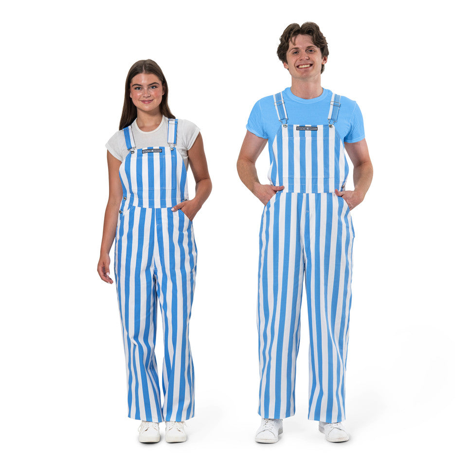 Carolina Blue and White Striped Overalls Game Day Bibs Striped