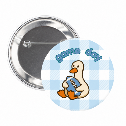 Game Day Duck Button Pin 2.25