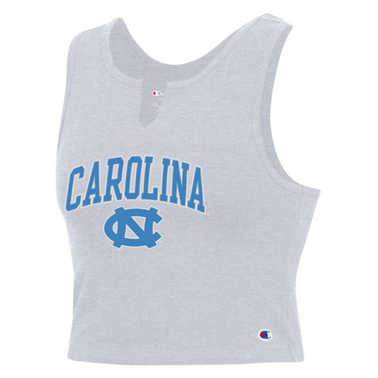 Carolina Tar Heels Cropped Tank Top with V-Neck Slit in Grey- LIMITED EDITION