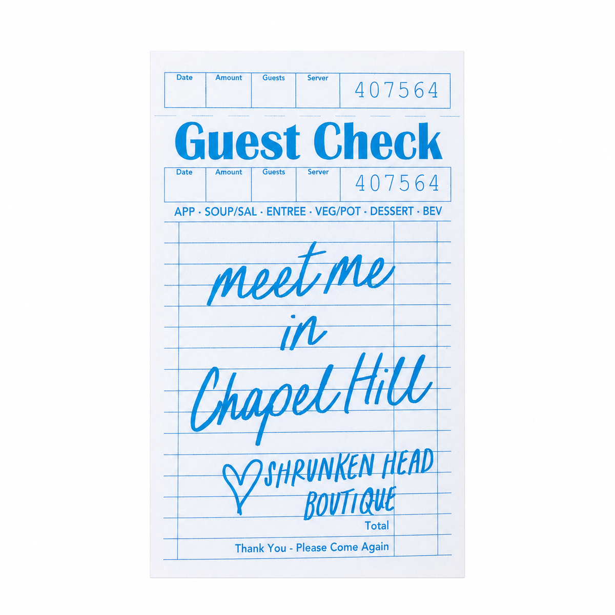 Blue Guest Check Sticker Decal - Main View - Mugsby