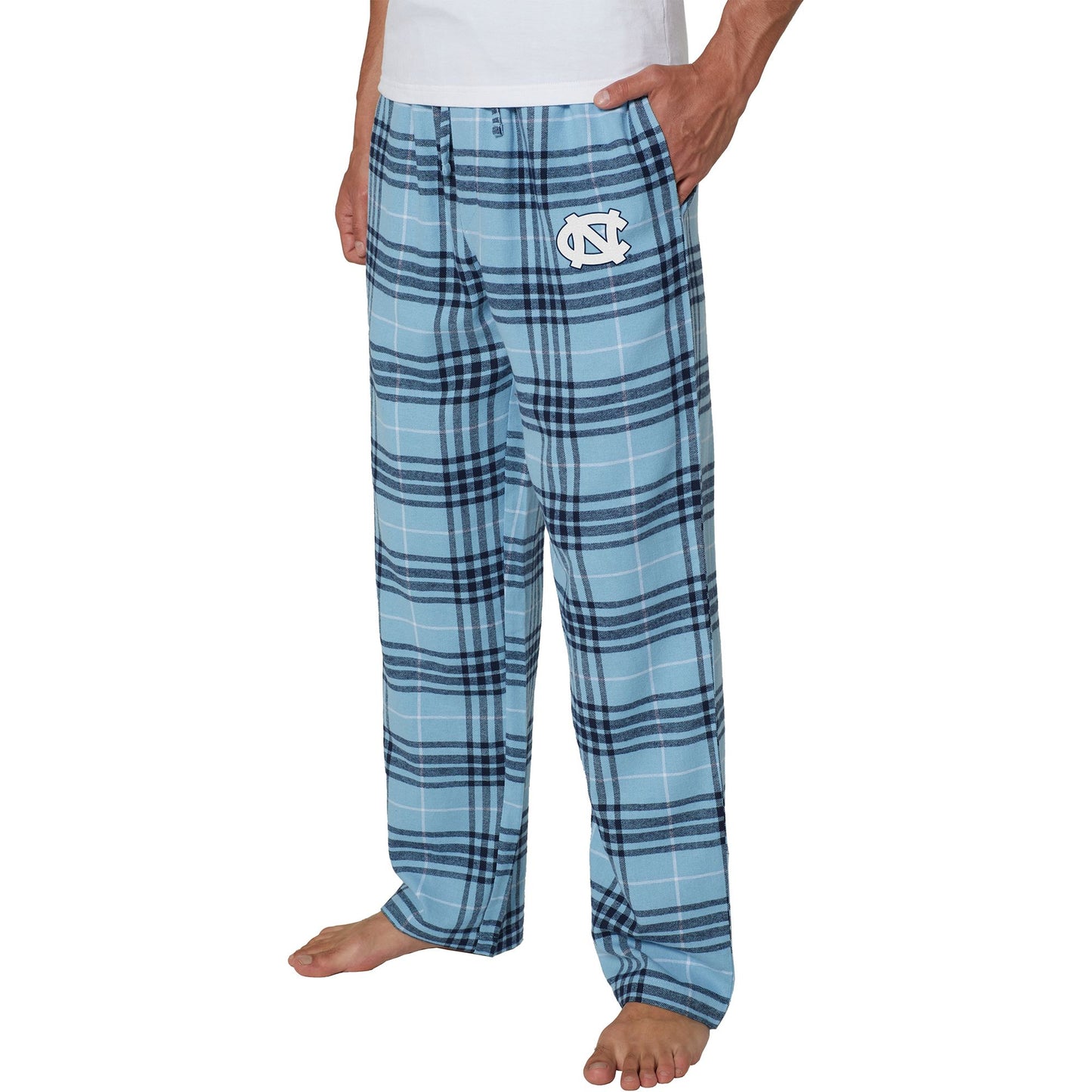UNC Carolina Blue Embroidered Flannel Ledger Pajama Pants