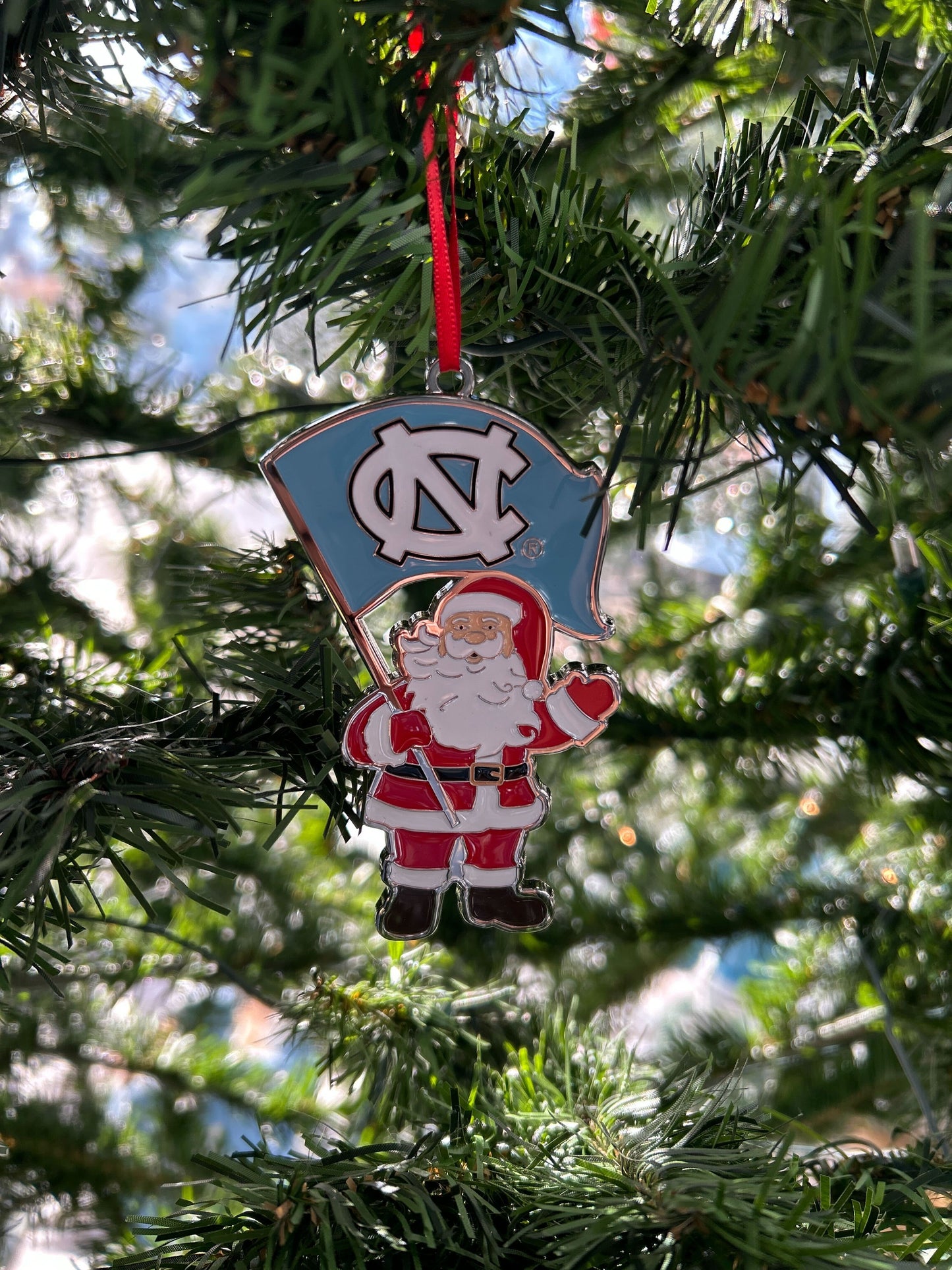 UNC Tar Heels Santa Metal Ornament