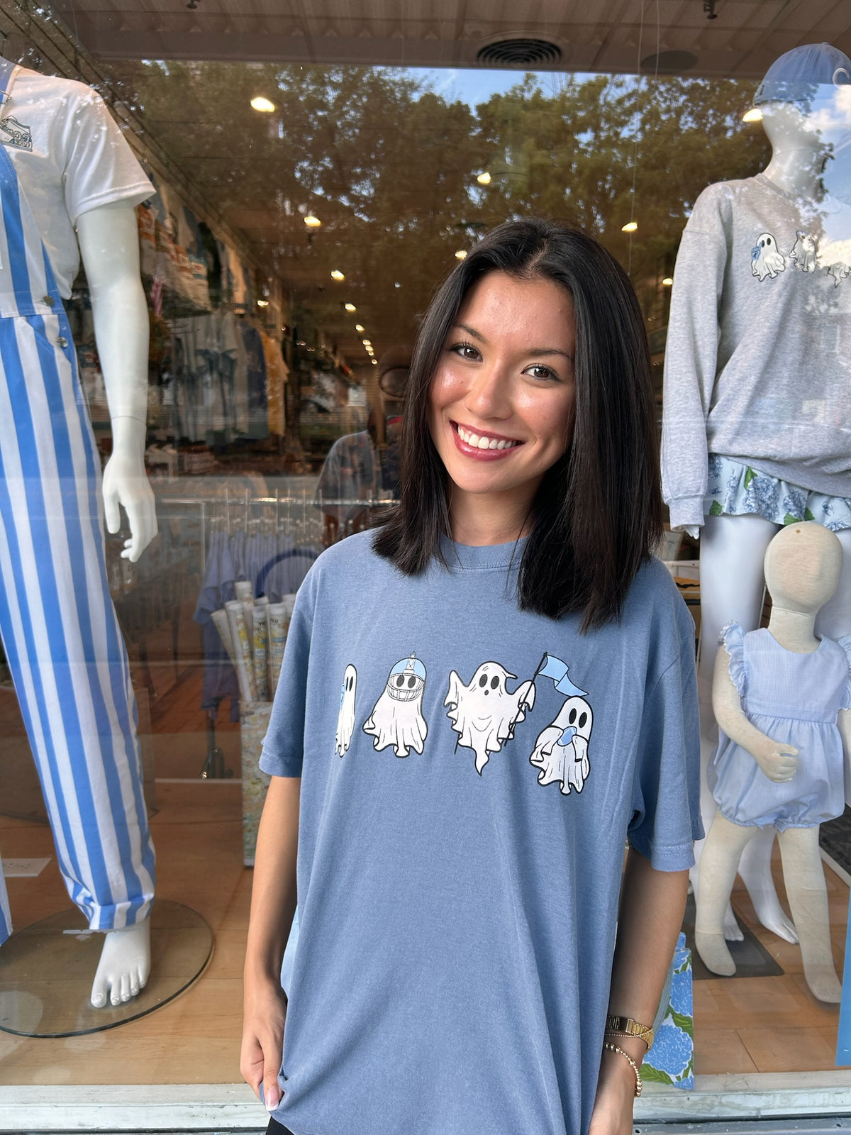 Carolina Fan Ghosts Adult T-Shirt for Halloween - Main View - Shrunken Head