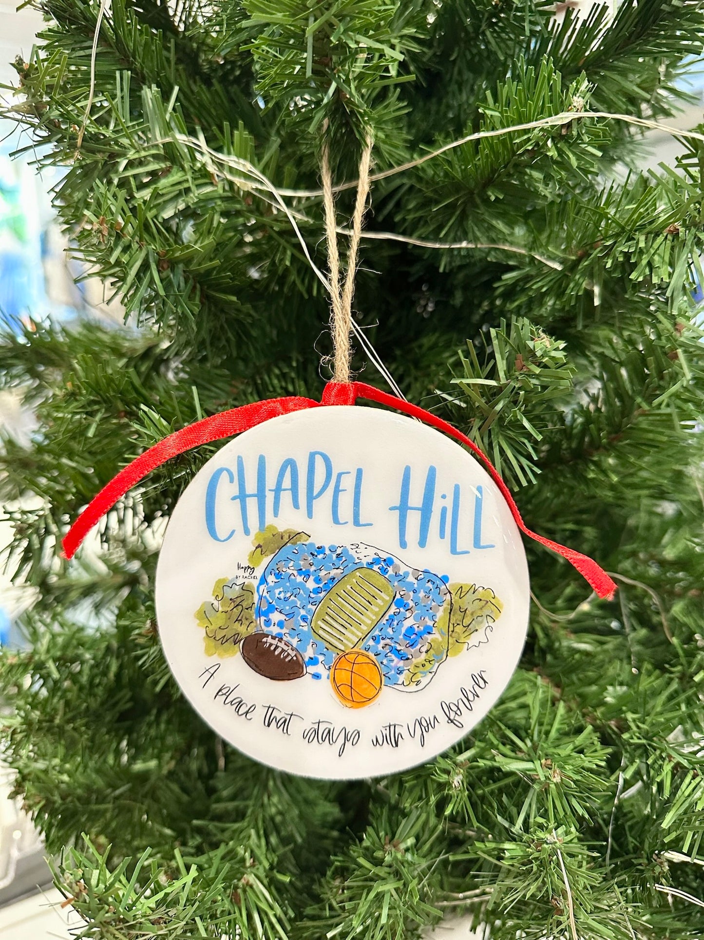 Chapel Hill North Carolina Wooden Christmas Ornament