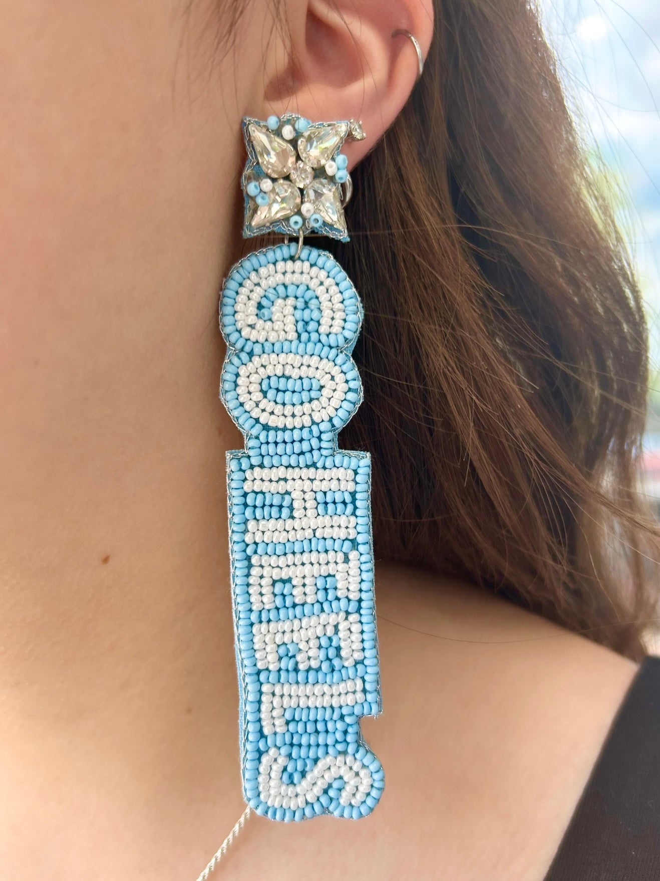 Carolina Blue Go Heels Beaded Earrings by Desden