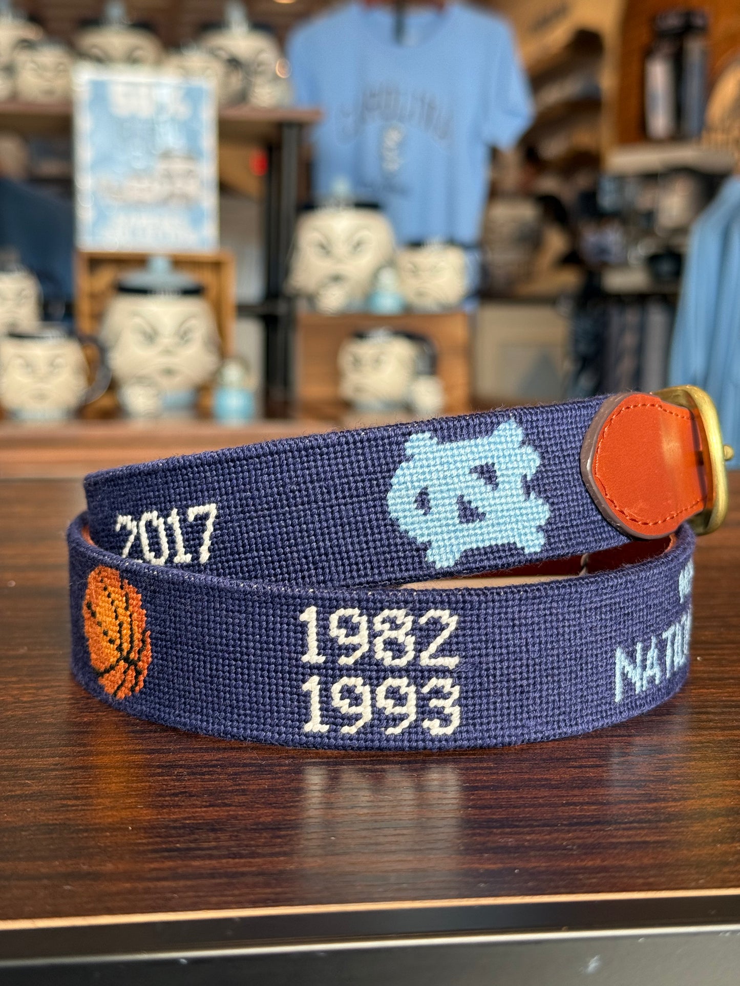 North Carolina Tar Heels National Championships Belt by Smathers and Branson - Front View - Smathers and Branson