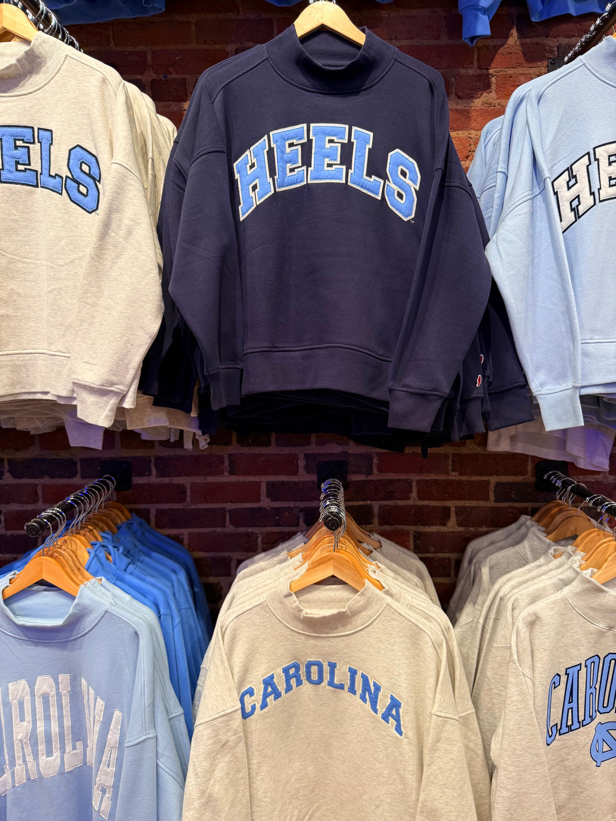 HEELS Embroidered Mock Neck in Light Blue Sweatshirt by League - Main View - League