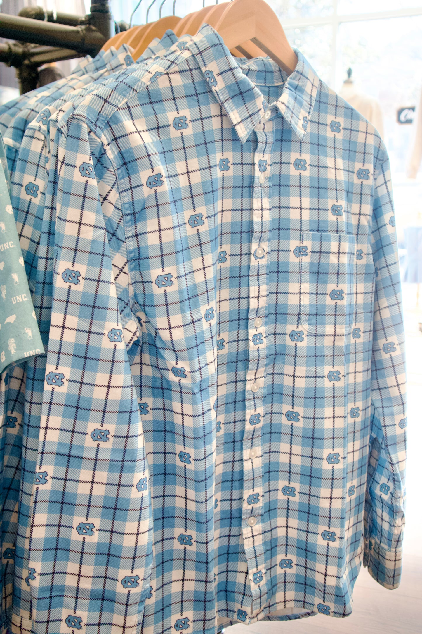 UNC Fandom Men's Flannel Shirt in Carolina Blue Plaid