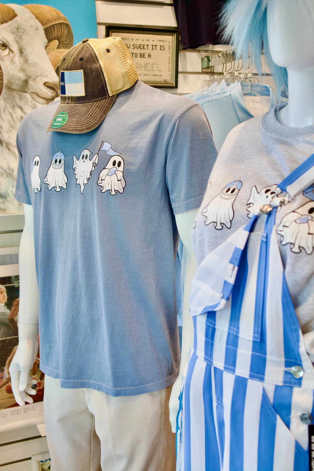 Carolina Fan Ghosts Adult T-Shirt for Halloween - Detail View - Shrunken Head