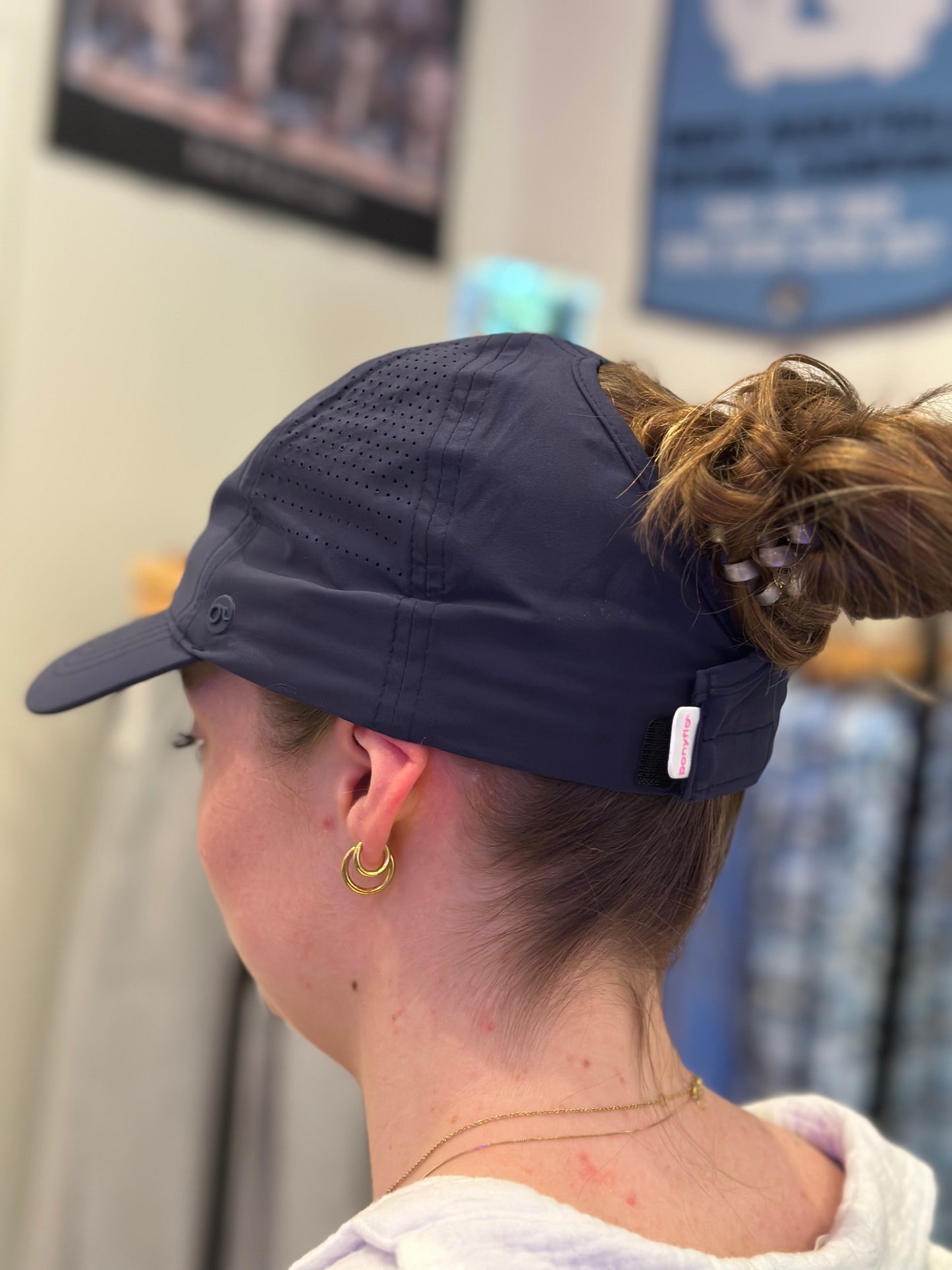 UNC Interlock Navy Ponytail Hat