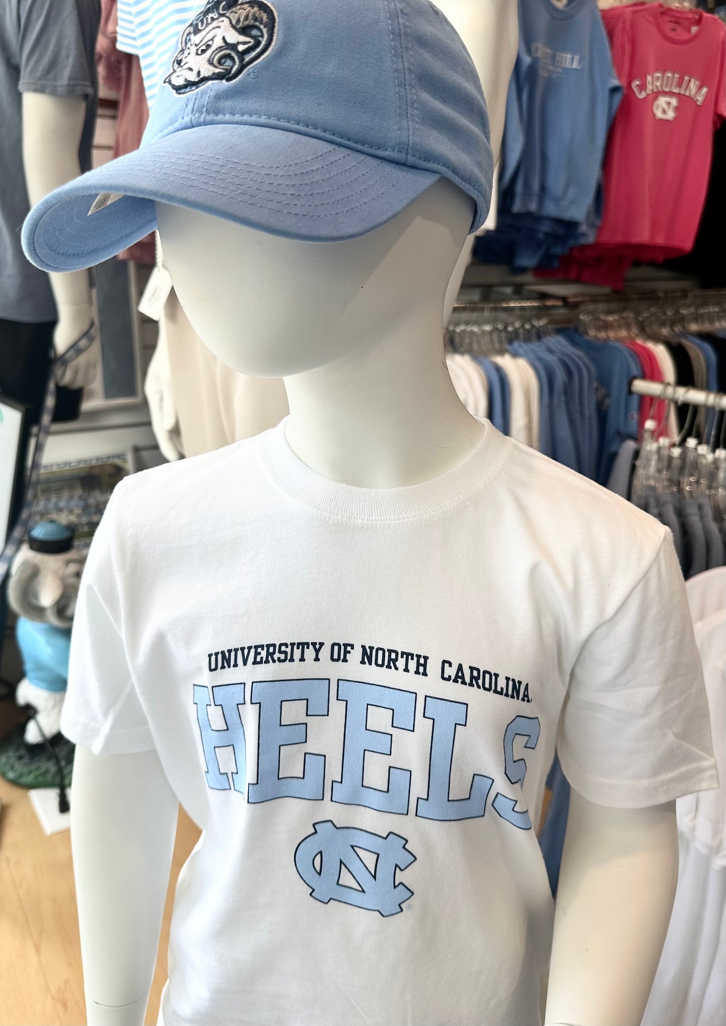 UNC Kid's Hat with Rameses Mascot Logo in Carolina Blue