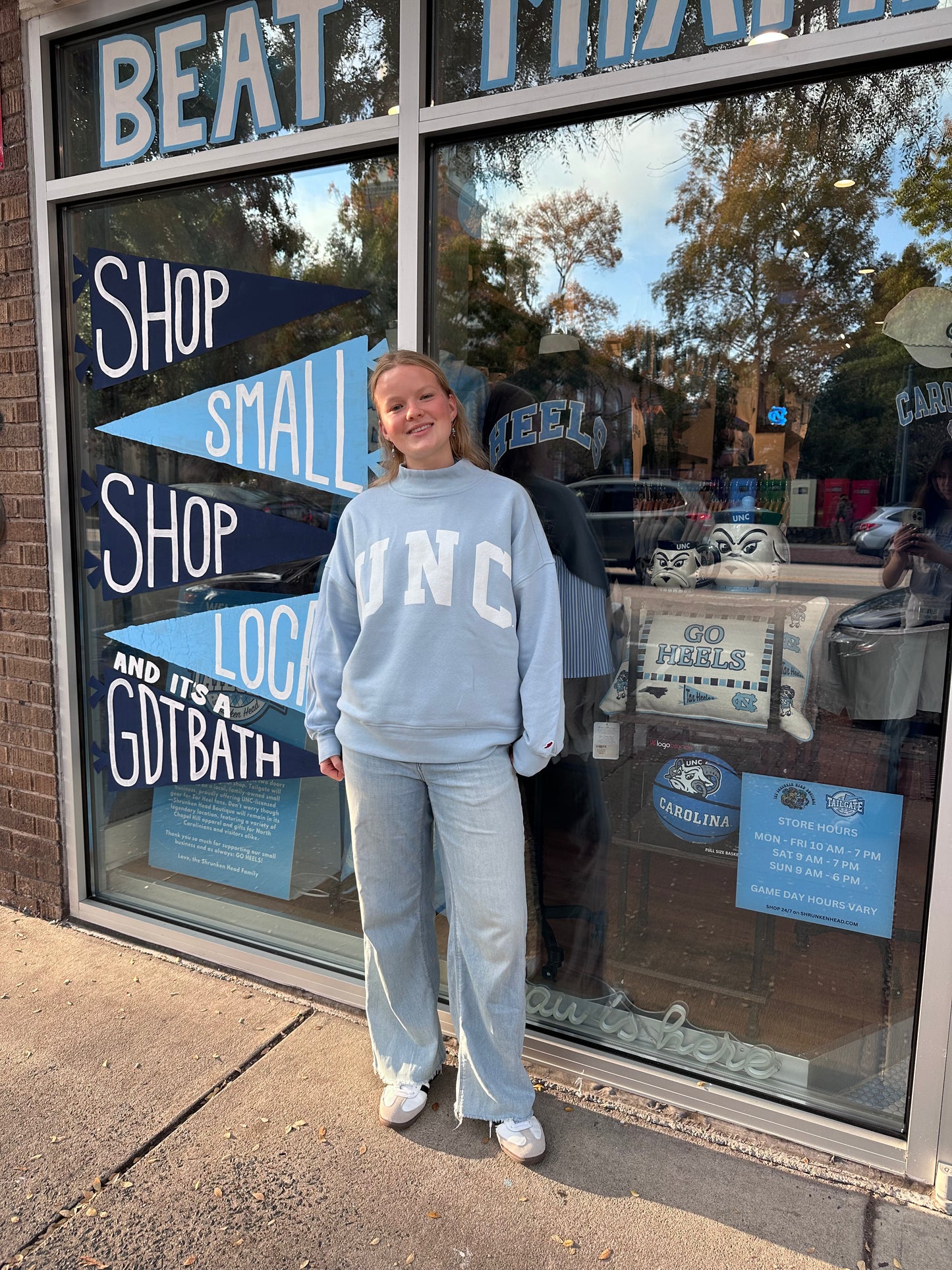 UNC Letters Mock Neck Sweatshirt by League in Carolina Blue