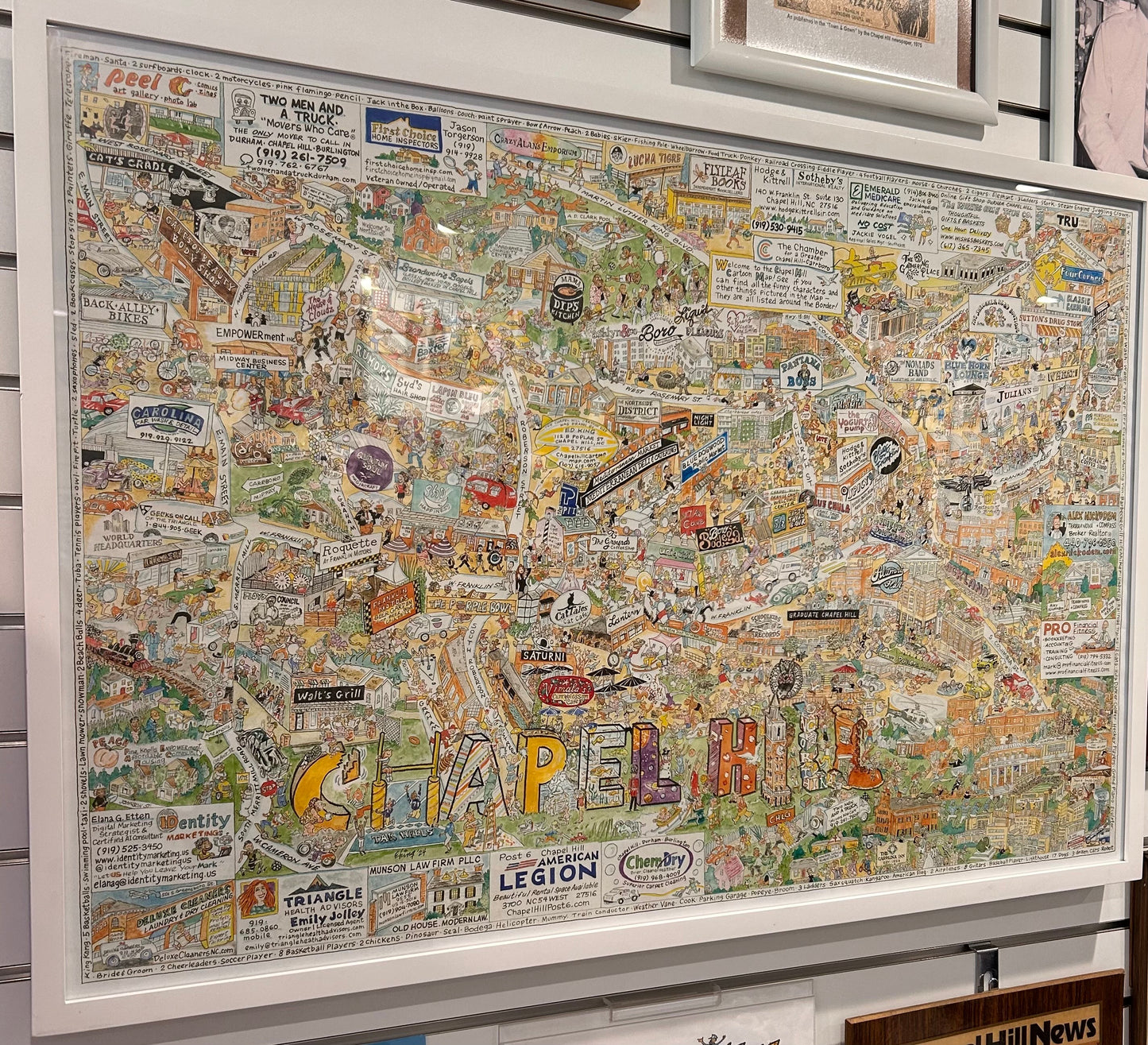 Map of Chapel Hill North Carolina by Cartoonist Ed King - Detail View - Ed King