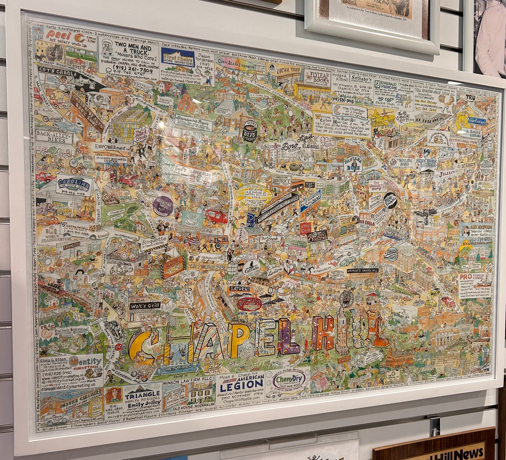 Map of Chapel Hill North Carolina by Cartoonist Ed King - Detail View - Ed King