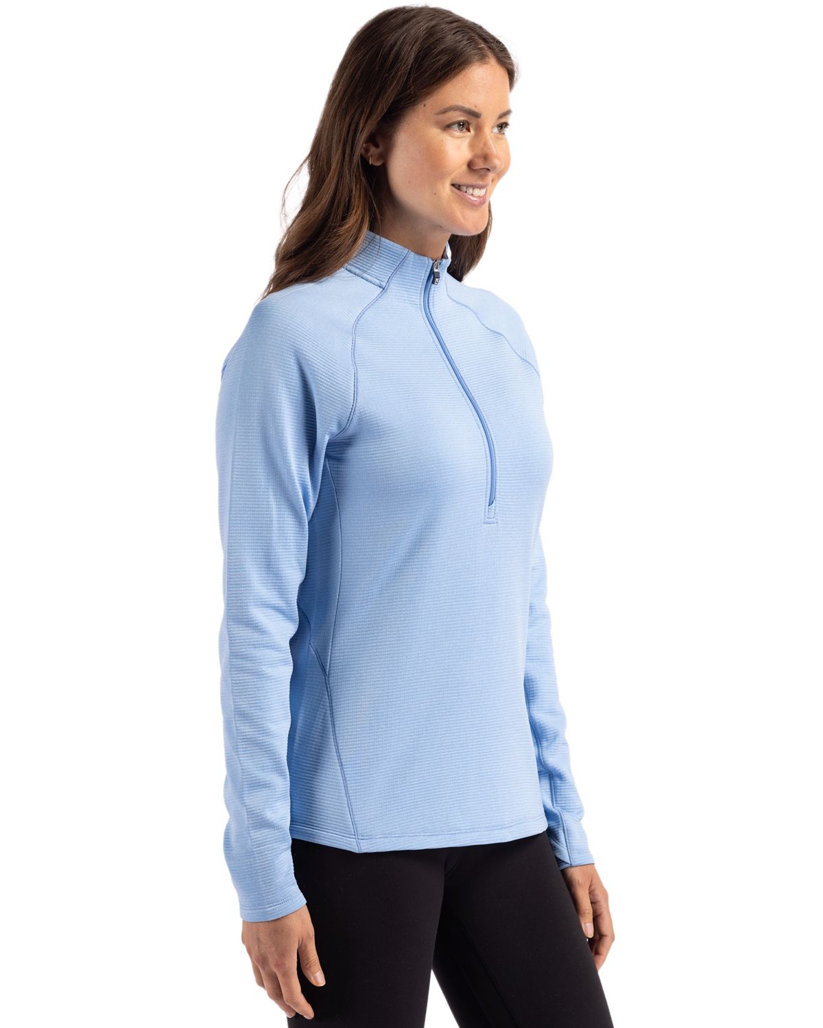 Carolina Blue Women's 1/4 Zip Fleece Pullover by Cutter and Buck