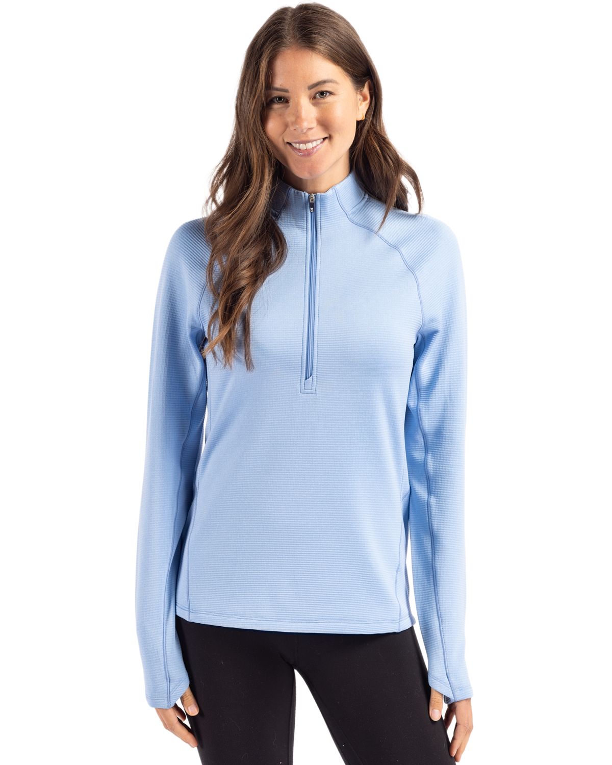 Carolina Blue Women's 1/4 Zip Fleece Pullover by Cutter and Buck