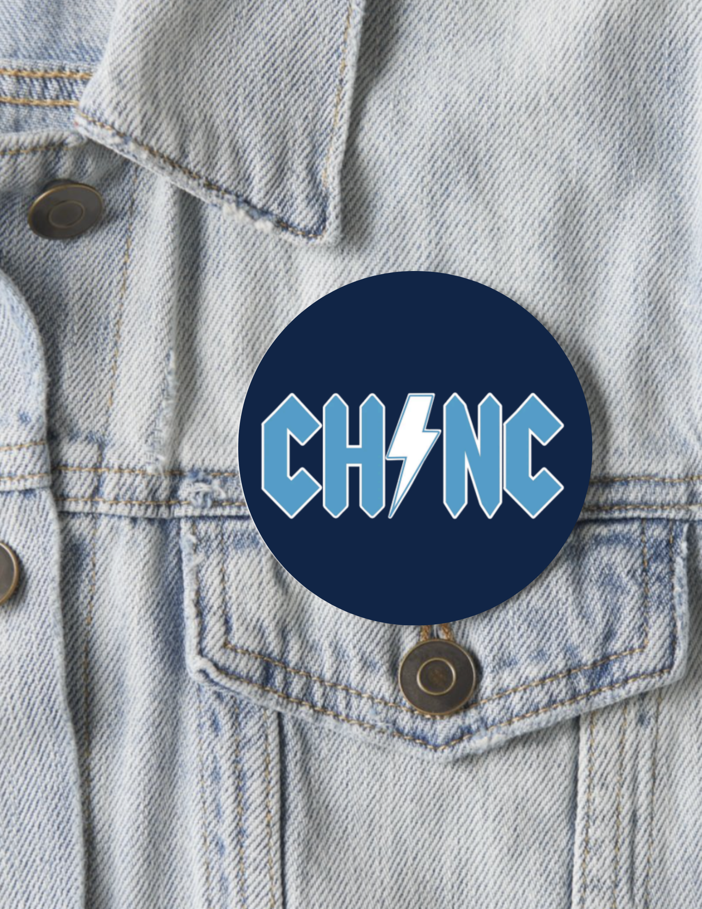 Chapel Hill NC Rock Font Button Pin 2.25"