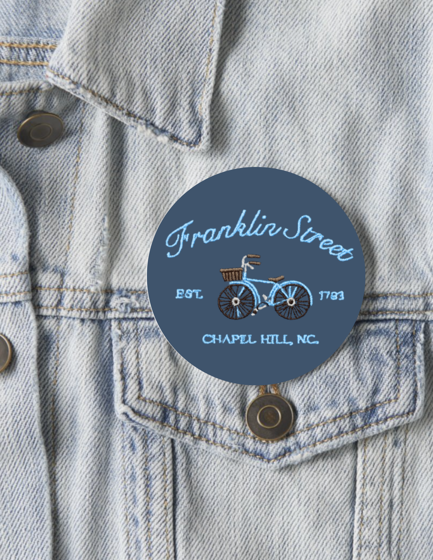 Franklin Street Bicycle Button Pin 2.25"