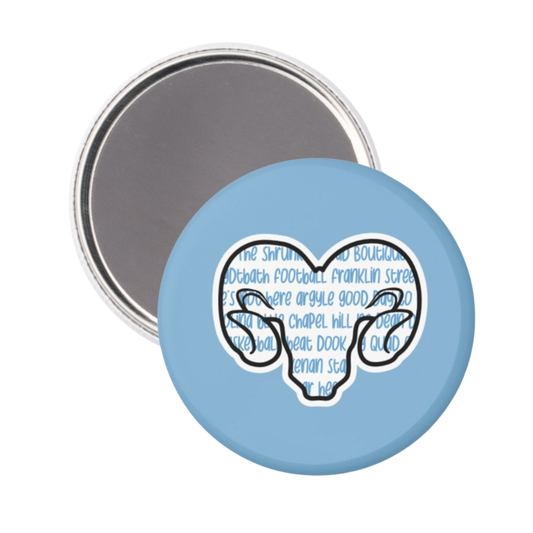 Cursive Ram Head Button Magnet