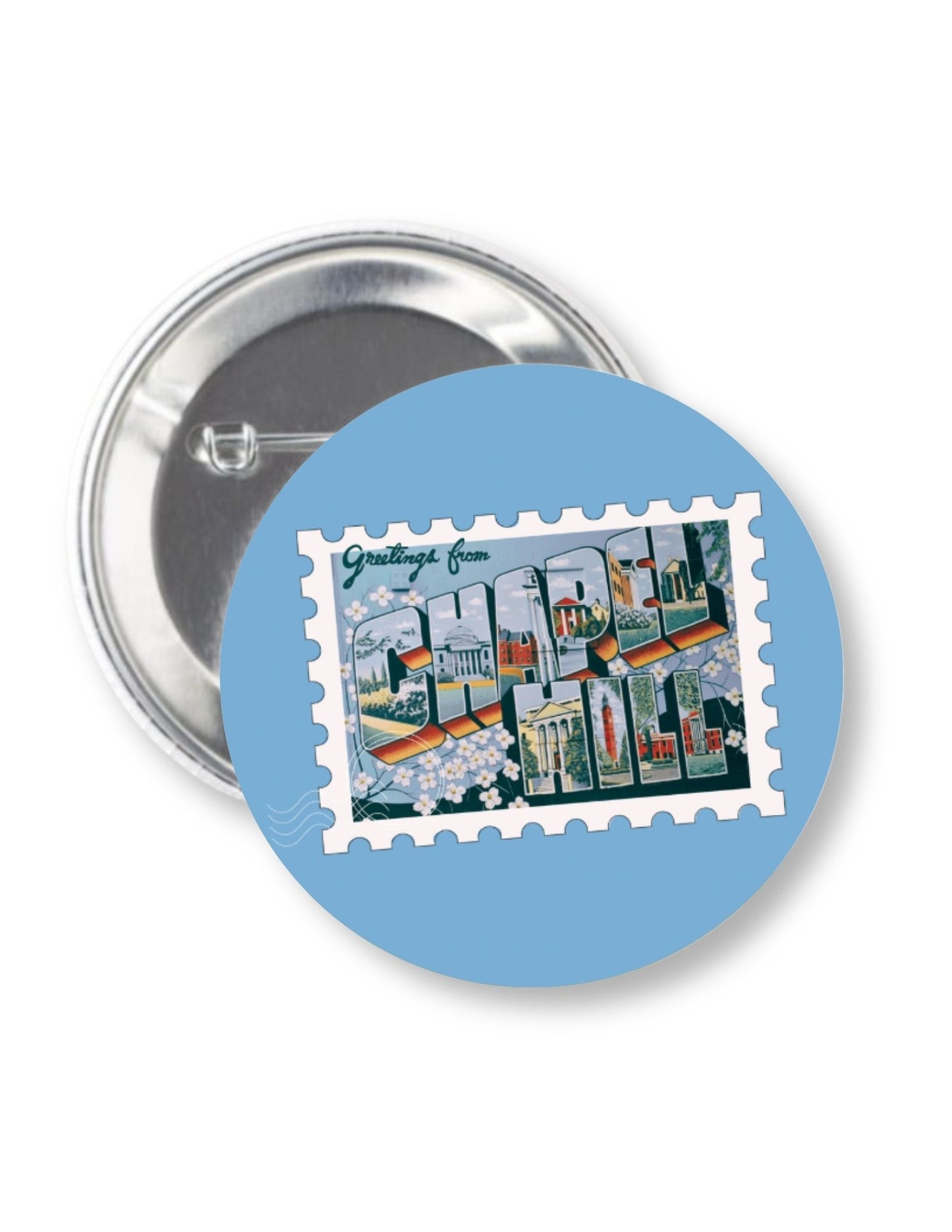 Chapel Hill Stamp Button Pin 2.25"