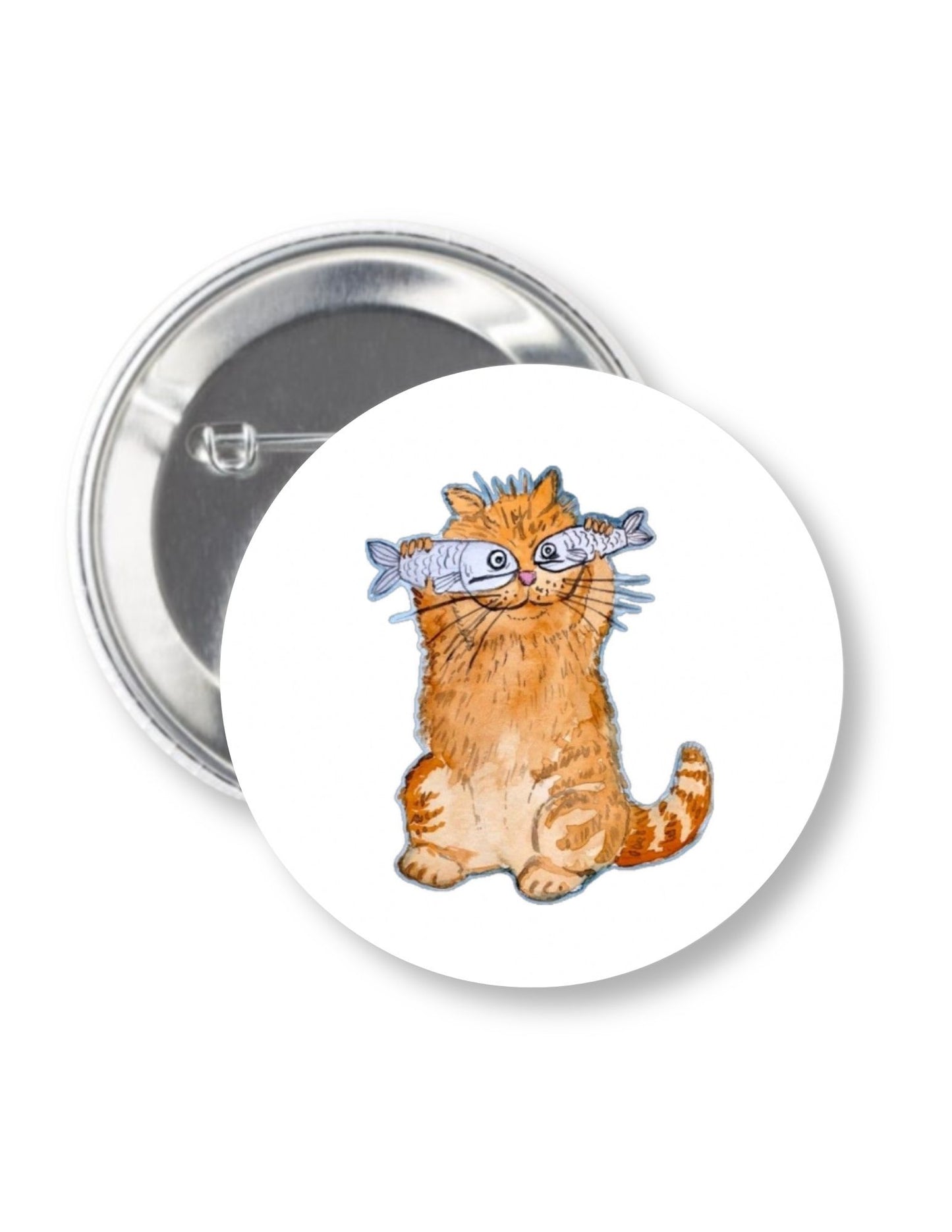Orange Cat Button Pin 2.25"