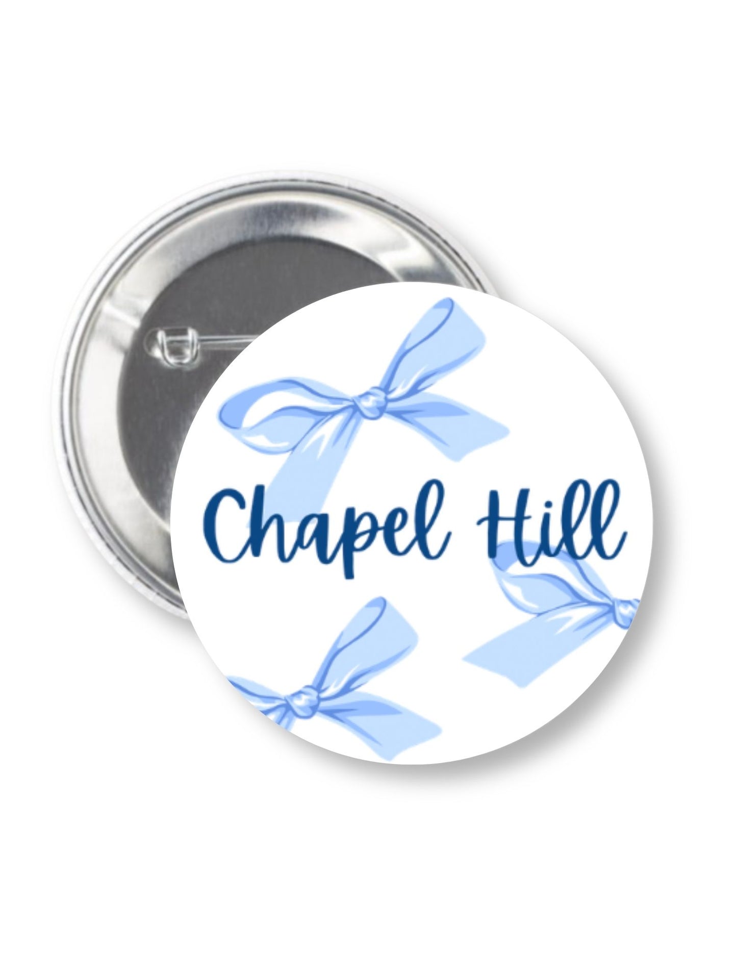 Chapel Hill Bows Button Pin by Shrunken Head 2.25"