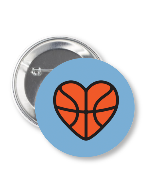 Basketball Heart Button Pin