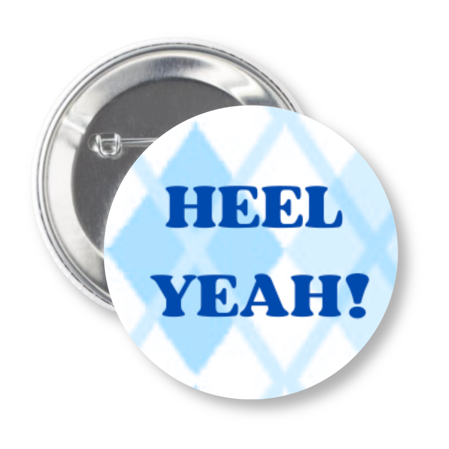 3 inch Heel Yeah Argyle Button Pin by Shrunken Head Brand