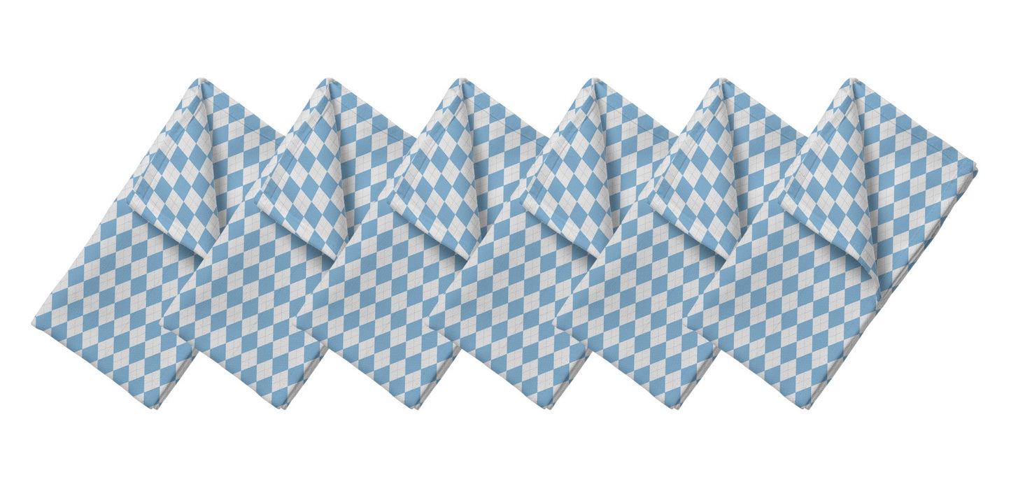 North Carolina Blue Argyle Cloth Napkins Set of 6