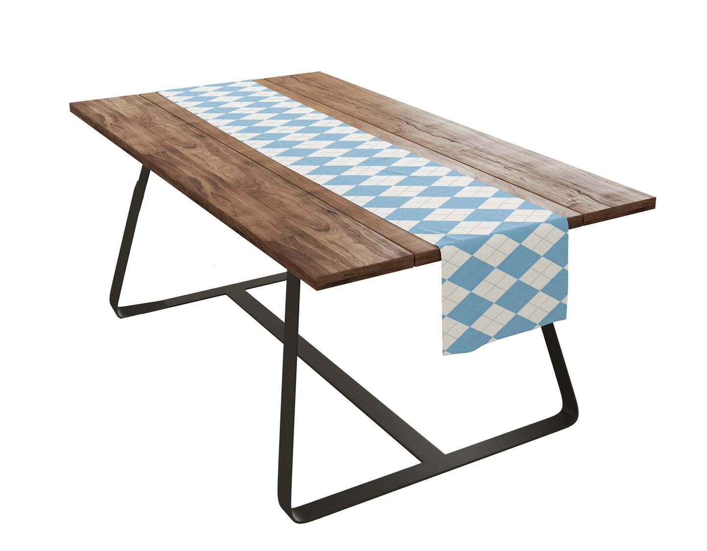 North Carolina Blue Argyle Table Runner 72" X 12"