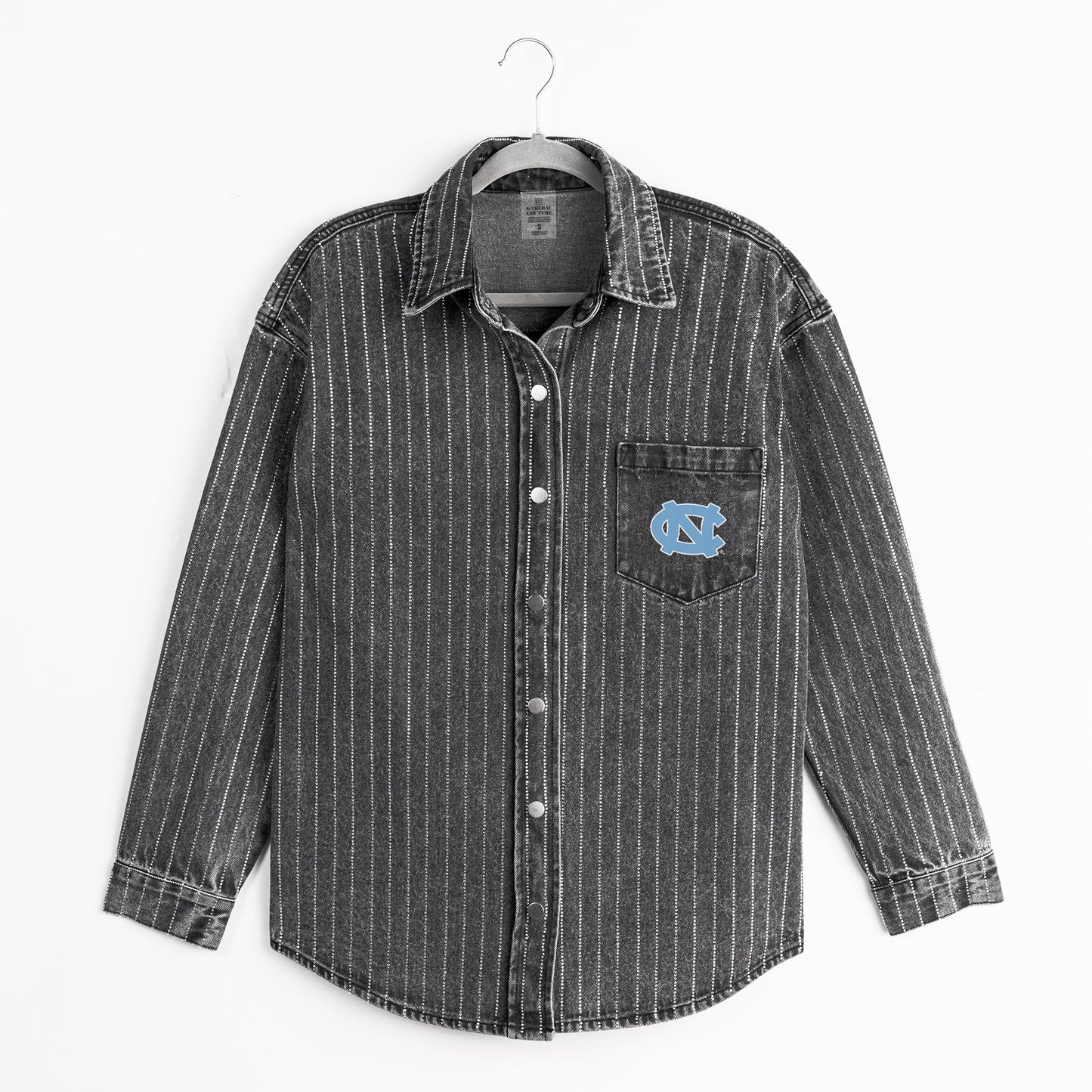 North Carolina Tar Heels Rhinestone Black Denim Overshirt