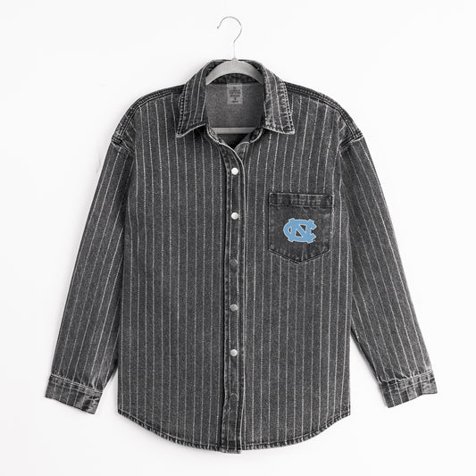 North Carolina Tar Heels Rhinestone Black Denim Overshirt