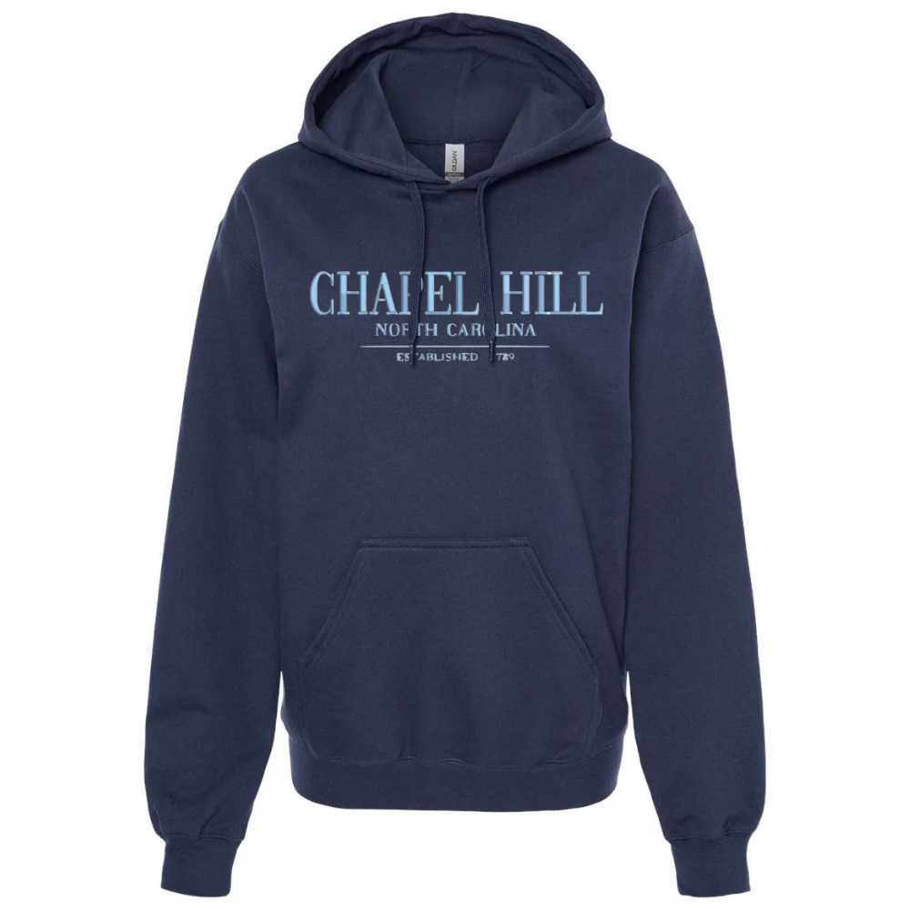 Chapel Hill North Carolina Embroidered Navy Chill Hoodie