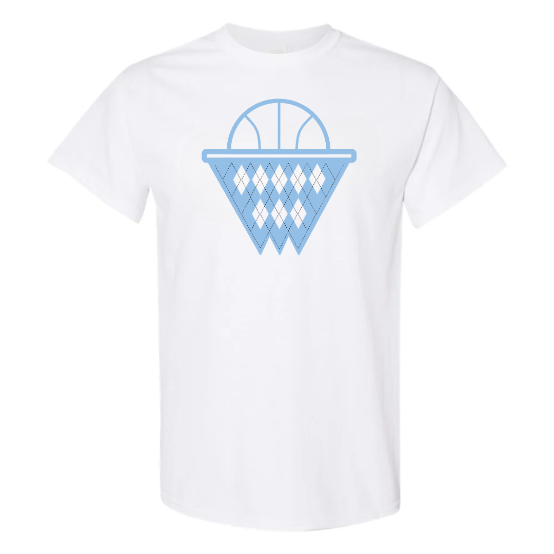 White and Carolina Blue Argyle Net Kid's T-Shirt