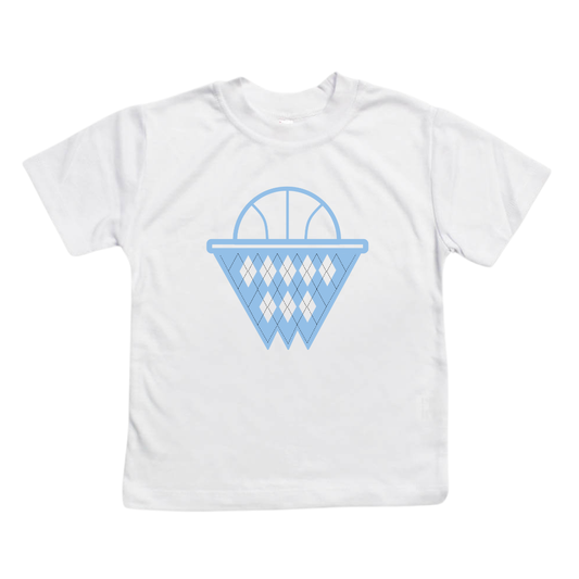 White and Carolina Blue Argyle Net Toddler T-Shirt