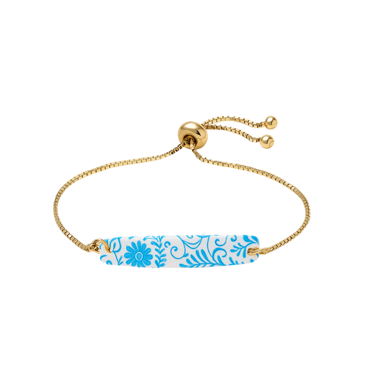 Blue Floral Caroline Adjustable Bracelet