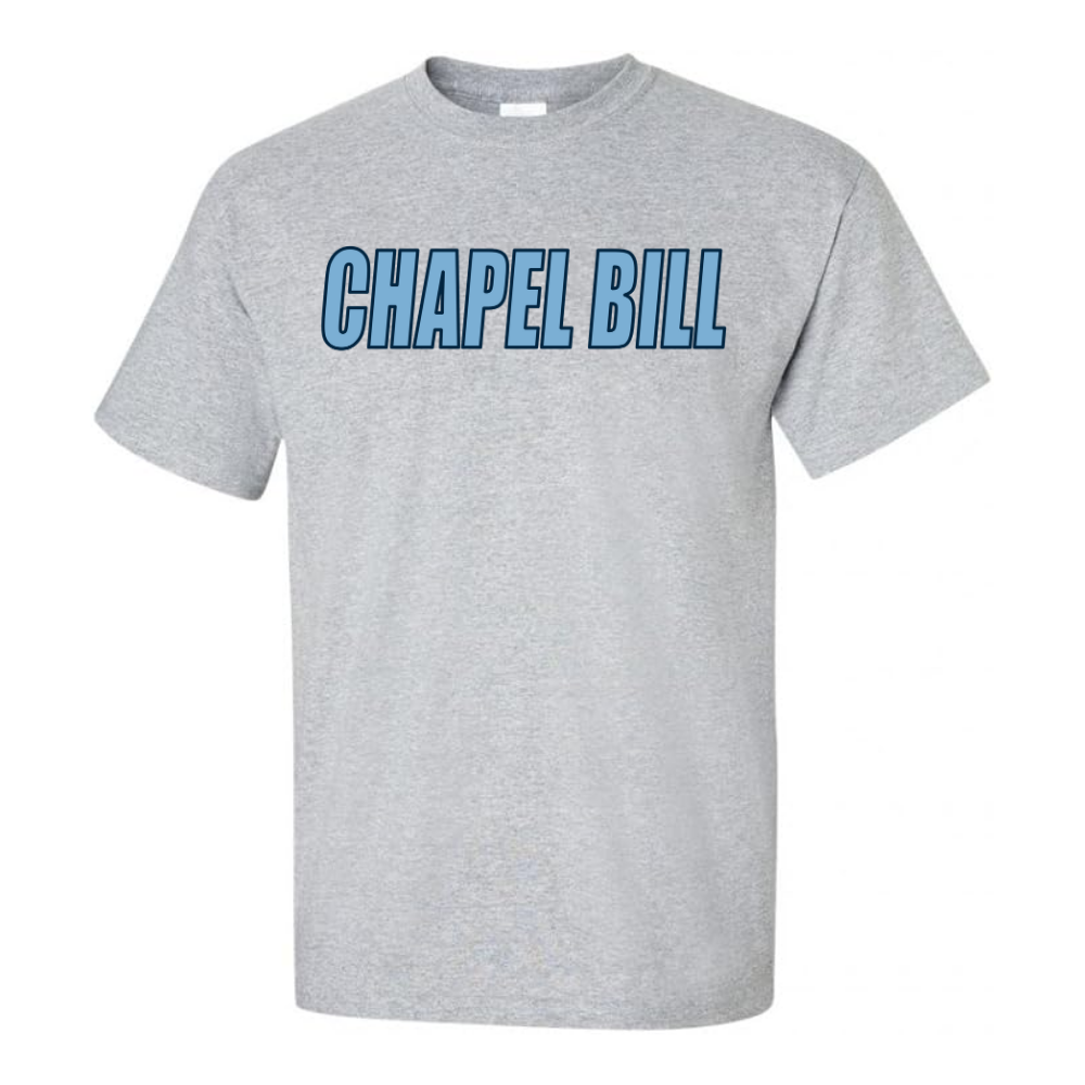 Sport Grey Chapel Bill Adult T-Shirt by Shrunken Head