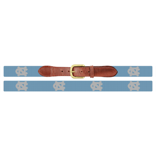 Tar Heels North Carolina  NC Interlock Men's Belt Needlepoint in Carolina Blue by Smathers and Branson