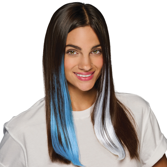 Carolina Blue and White 18" Straight Clip In Game Day HairUWear 2 Pack