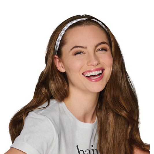 White Braided Headband Game Day HairUWear