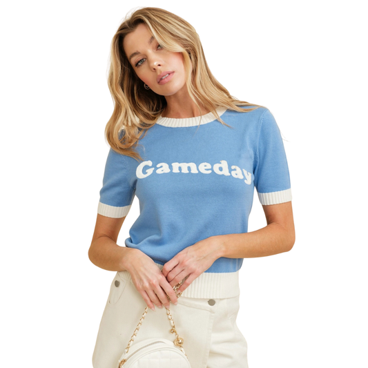 Carolina Blue Gameday Short Sleeve Sweater Top