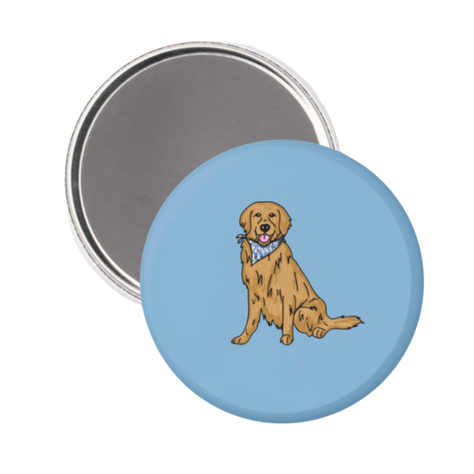 Carolina Blue Golden Retriever Button Magnet