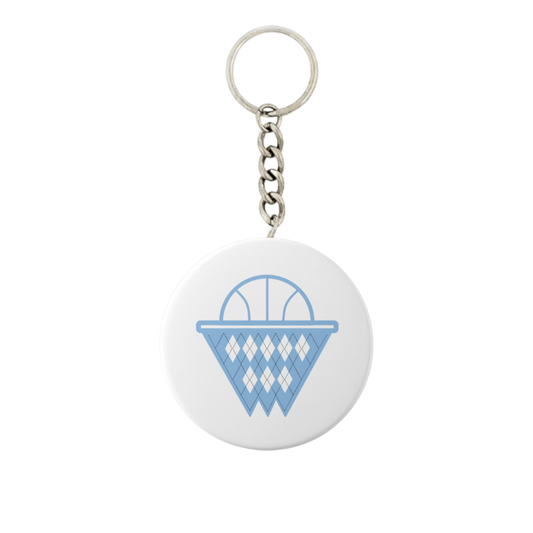Argyle UNC Basketball Button Keychain 2.25"